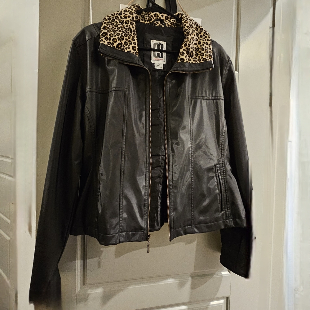 CS Signature Black Vintage Faux Leather Jacket
